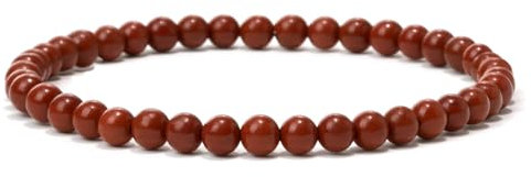 Landorilo Bracelet en Pierre Naturelles pour Homme et Femme, Composé de Perles de Pierres Rondes de 4mm, Yoga Élastique, Bracelets Porte Bonheur(R Jaspe Rouge)