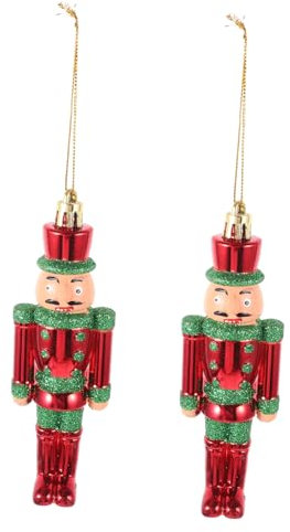 Ciieeo 2pezzi Decorazione Natalizia in Plastica Soldato Schiaccianoci Pupazzo da Appendere per Feste di Natale e Regali di Festività