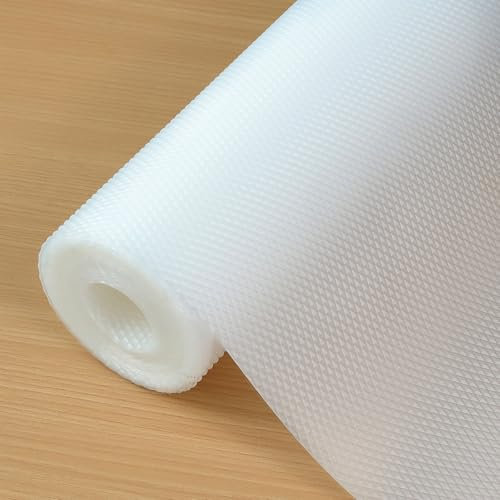 Hersvin Drawer Liners Shelf Mats 30cmx500cm Thickened Kitchen Cabinet Shelves Non-Adhesive Protective Lining EVA Plastic Oil-proof Non Slip Cupboard Fridge Shelving Protector (Clear Diamond)