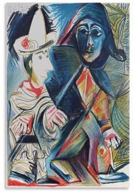 Poster Der Clown und der Harlekin von Pablo Picasso, Kunstdruck, Poster, Wandkunst, Gemälde, Leinwanddekoration, Heimposter, 30 x 45 cm