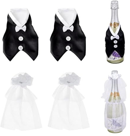 4 Pezzi di Bottiglie di Vino da Matrimonio per le Coppie, Decorazione di Bottiglie da Sposa e Sposo Decorazioni di Bottiglie da Sposa Decorazione per Gli Sposi, Festa di Nozze