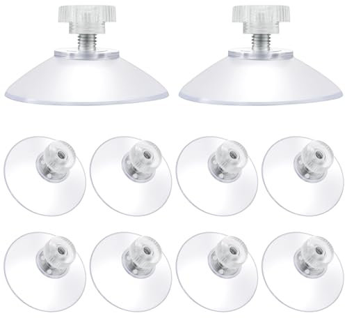 Nogeqi 10 Stück saugnapf mit gewinde, 40mm saugnäpfe gewinde,Transparent Starke Saugknöpfe Suction Cups Mit Schraubgewinde Rändelmutter Ohne Bohren Aufhängung Küche Bad Fenster