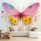 3D Papier Peint Panoramique Animaux Peindre Des Papillons Thème Papier Peint 200 x 140 cm Poster mural pour Salon Salle Manger Etude Chambre Décoration Murale Blanc Papier peint imprimé