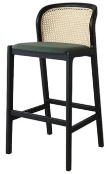 WANGHAI-666 Barstuhl Massiver Holz Rattan Barhocker Schwarz Kommerzieller Barhocker Bar Hochstuhl Barhocker