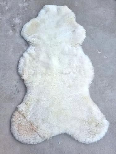 Provellus Premium Merino Schaffell Schaffelle Fell Lammfell Natur geschoren dichte Wolle (Naturweiß, 110-120cm x 60-70cm)