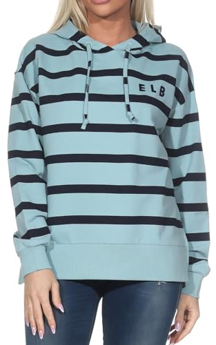 Elbsand Marvi Damen Hoodie, Pullover mit Kapuze und Schlitzen, locker geschnitten