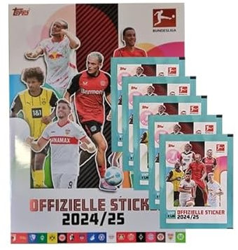 Topps Bundesliga Sticker 2024/2025-1x Stickerlbum + 5x Stickertüte