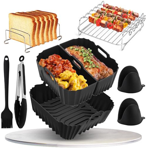 19-23CM Silicone Accessori Friggitrice ad Aria,Teglie Cestino Friggitrice ad Aria per Ninja AF180EU Max Pro 6,2 L COSORI TurboBlaze 5.5L/6L, Philips 6.2L,Riutilizzabile Silicone Accessori Air Fryer