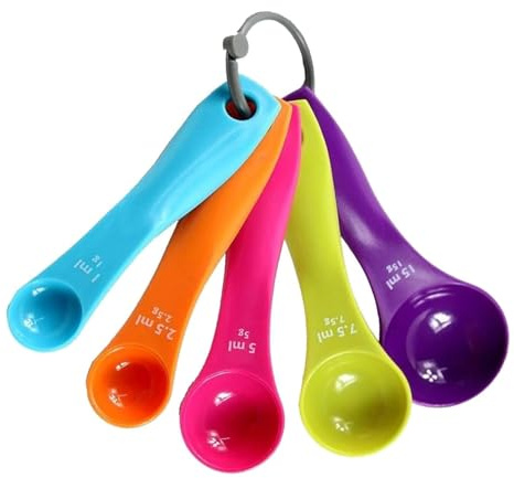 ZWWOGE Set di 5 Pezzi misurini dosatori,grammi cucchiaini dosatori cucchiai dosatori Colorati con Diverse capacità,misurini Cucina,cucchiai dosatori in plastica per Strumenti dosatori per polveri