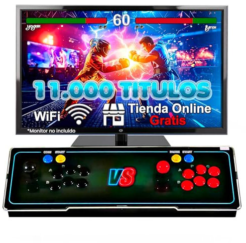 Macchina Arcade 11.000 titoli 2D e 3D con WiFi e negozio online gratuito 64 GB Retro.Console Include 6 pulsanti per giocatore, 2 joystick La più Completa