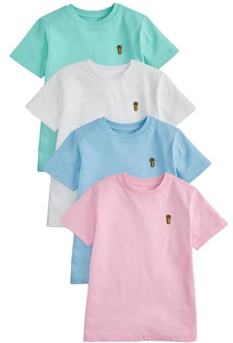NEXT Jungen 4er-Pack Kurzarm-T-Shirts mit Hirsch-Stickerei Pastels 170