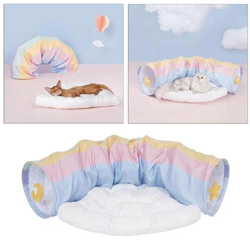 sporful Weiches, warmes Haustierbett, gemütliches Kissen, Schlafdecke mit Tunnel für Katzen, Hunde, kleine Rassen
