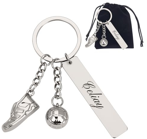 OXYEFEI Schlüsselanhänger Personalisiert, Schlüsselanhänger Fußball mit Namensgravur Neun Modelle, darunter Basketball, Golf, Tennis und mehr Fussball Geschenke Jungen