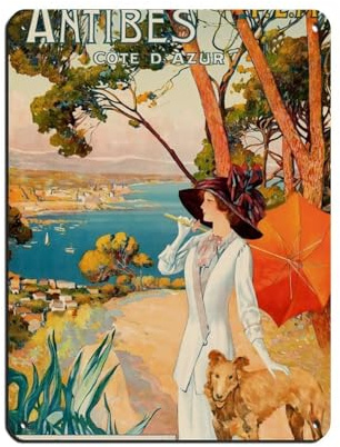Antibes Cote D'Azur Reise-Blechschild, Vintage, Metall, Pub, Club, Café, Bar, Zuhause, Wandkunst, Dekoration, Poster, Retro, 30 x 40 cm