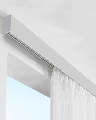 Einzelschienen-Volant-Vorhang mit Jalousien, Fensterrahmen-Gesims-Kit für Erkerfenster, Raumteiler, moderne Wohnkultur, einfache Installation, vielseitiges Design