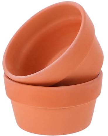 GAROZATION 2 Stück Terrakotta Behälter für Pflanzen mit Abflussloch 2 Große Blumentöpfe aus Ton für Garten und Innenbereich Fördert Luftzirkulation
