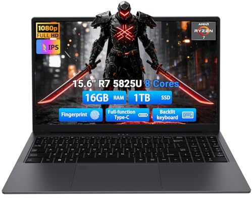 Breloom Computer portatile da gioco 2025 da 15,6 pollici, processore AMD Ryzen 7 5825U, 16 GB DDR4, 1T SSD, full-function Type-C, display FHD 1920 x 1080P, sensore di impronte digitali e tastiera