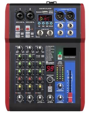 Mixer DJ, Mixer 99DSP DJ Console - 2 ingressi fono/linea MP3/USB I/O EQ ed effetti di ritardo 20Hz-30KHz(4 Channels)