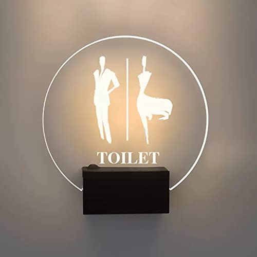 LED-Toilettenschild zur Wandmontage, beleuchtet, 17,8 cm, runde Badezimmerschilder for Büro, Geschäft, Haustür oder schöne Dekoration(B)