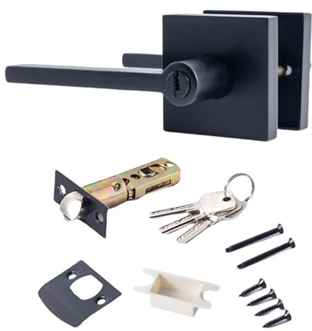 Maniglia per porta d ' ingresso con serratura in lega zinco, con serratura e chiave per porta sicurezza, serrature per interni, porte patio Maniglia per porta d ' ingresso con serratura e per