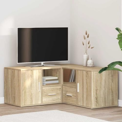 Mokuyary Eckschrank Sonoma-Eiche, 160 x 40 x 45 cm, Holz, Aufbewahrungsmöbel mit Fächern, Küchenschrank für Wohnzimmer, Schlafzimmer