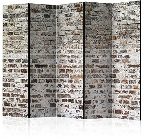 murando Raumteiler Ziegel-Optik Foto Paravent 225x172 cm beidseitig auf Vlies-Leinwand Bedruckt Trennwand Spanische Wand Sichtschutz Raumtrenner grau f-A-0411-z-c