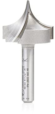 Amana Tool 56144 Carbide Tipped Point Cutting Roundover Router Bit Rounding 1/2 R x 1 D x 3/4 CH x 1/4 Shank x 2 Inch Long