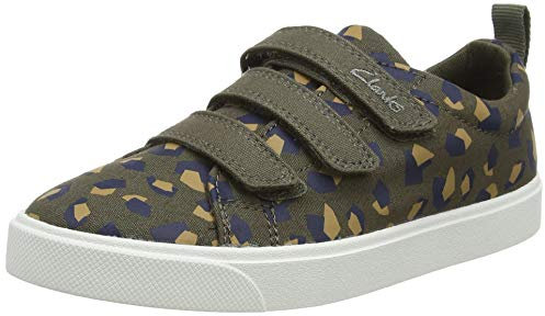 Clarks Unisex Kids City Vibe K Low-Top Sneakers, Green Olive Camo Olive Camo, 11.5 UK Child