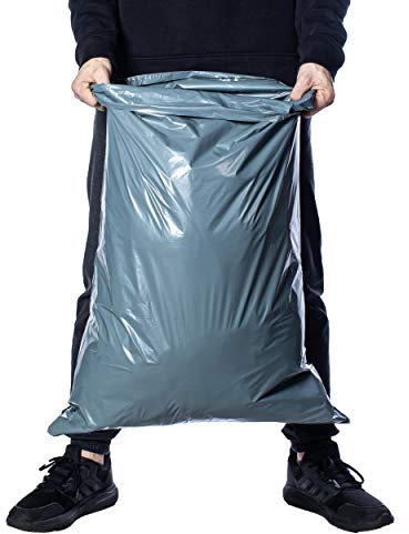 Versandtaschen aus Kunststoff, grau, extra groß, 55 cm x 76 cm, recyceltes Polyethylen, für den Versand und Verpacken von Kleidung, sperrige Artikel