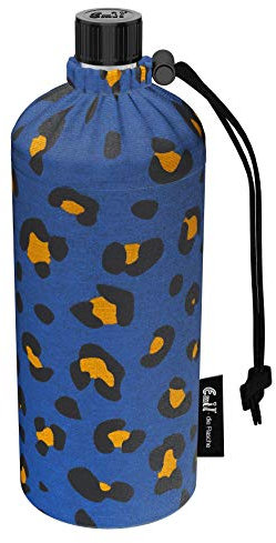 Emil Trinkflasche aus Glas für Mädchen & Jungen isolierte Glasflasche für Schule, Freizeit, Sport: Kinder & Eltern Blue Leo 0,6l