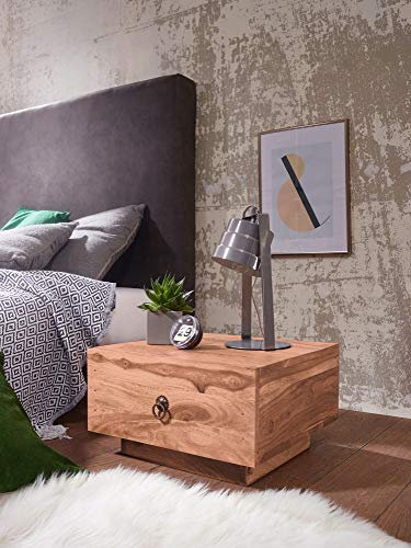 KADIMA DESIGN Nachttisch Massiv-Holz Akazie Nacht-Kommode 25 cm hoch mit Schublade