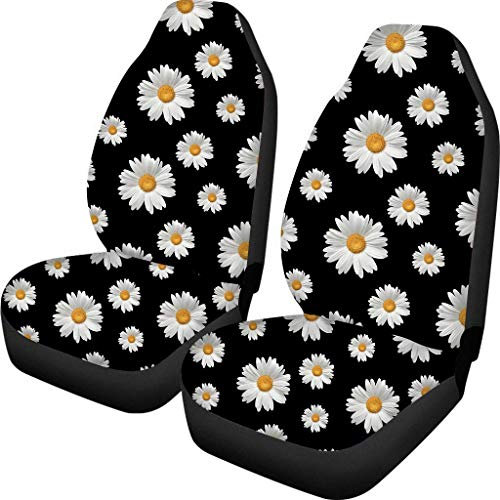 TOADDMOS Dekorativer Universal-Autositzbezug mit Gänseblümchen-Blumenmuster, für Mädchen, Vordersitzbezug für Autos, SUVs, LKWs, Limousinen, 2 Stück