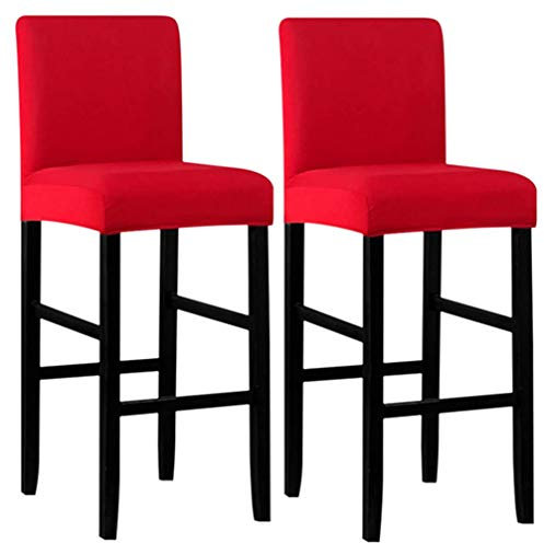 MINGZJ 2 Stück Hocker, Bezug für Barstuhl, abnehmbar und elastisch, nur Bezüge, Rot