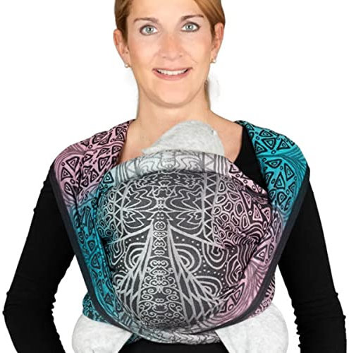 Hoppediz gewebtes Baby-Tragetuch ab Geburt, Neugeboren bis Kleinkind, 100% kbA-Baumwolle (Bio), Jaipur black 5,40 m