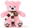 YunNasi Teddybär Groß Riesen Teddy Bär Rosa 80cm Plüschtier Kuscheltier Stofftier Teddybär mit Herz und Schal