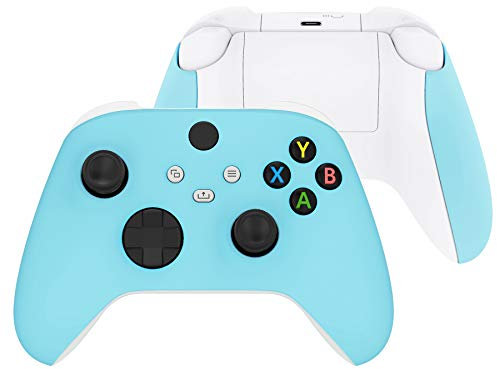 eXtremeRate Coque Avant de Remplacement pour Xbox Séries X/S, Coque Avant avec Poignée Grip Customisé pour Xbox Séries X/S Manette, Bleu Céleste