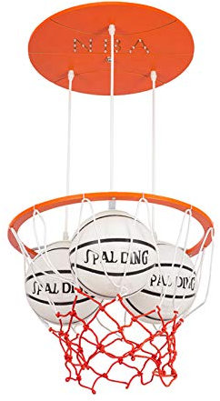 Kindergartendekoration,Persönlichkeit Kreativ Basketball Light,Eisenkunst Kinder's Licht Im Schlafzimmer,E27 Nordic Kinder's Zimmer Schlafzimmer Kronleuchter-Orange 45 * 90cm