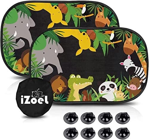 iZoeL Coche Parasol Bebé con Ventosa Parasol Ventana Coche para Niños Ventana Lateral Parasol Película Bosque Animales