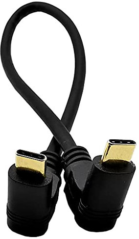 Herfair 30cm Right & Left Angled 90 Degree USB 3.1 Type-C Male to Male Fast Charging & Data Sync Cable for Laptop, Tablet & Mobile Phone