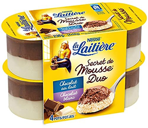 Secret de Mousse au chocolat au lait et blanc - 4 pots 4x59g