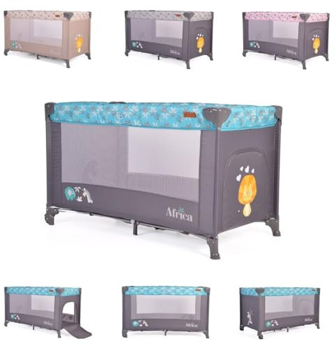 Cangaroo Reisebett Africa Laufstall Seiteneingang Matratze Sichtfenster Tasche, Farbe:türkis