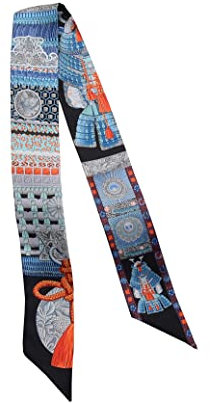 JERLA Schal aus 100% Maulbeerseide, Haarband, Handtaschengriff, Krawatte, Schal, Halstuch, Schal für Damen, Armored Warrior Black, 33.5×1.97