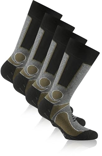 Rohner Trekking 2-pack Grau-Schwarz - Komfortable hohe Wandersocken, Größe EU 35-38 - Farbe Khaki