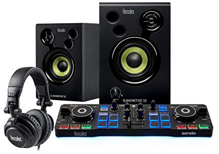 Hercules DJStarter Kit – Set completo DJ con DJControl Starlight, Monitor 32 Studio Monitor e cuffie HDP DJ45
