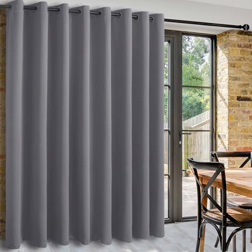 DWCN Door Curtains Wide Blackout Curtain, Room Divider Curtain for Living Room Thermal Insulated Partitions Curtains Saving Energy, 1 Panel, Grey, 180 x 96 inch Width by Length