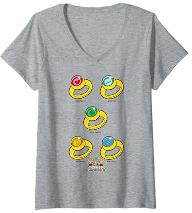 Damen Captain Planet Rings of Power T-Shirt mit V-Ausschnitt