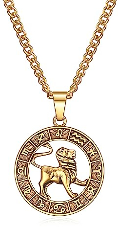 Rnivida Gold Plated Stainless Steel Leo Zodiac Necklace