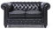 Chesterfield Sofa Brighton - The Brand | 2 Sitzer | 100% Leder, handgefertigt, Original Breite 150 cm (Schwarz)