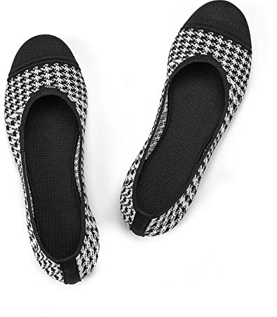 Frank Mully Damen Ballerinas Slip On Knit Kleid Schuhe Pumps Schuhe Runde Zehe, Schwarz, 36 EU