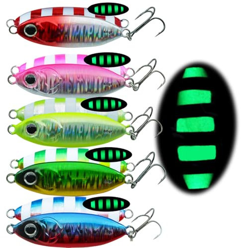 Nord Kalastus Messeneuheit 2024 Selbstleuchtendes Pilker Set 5X (60g) Dorsch Köder Pilker Norwegen Angeln Zubehör Norwegen Köder Raubfisch Köder (60g)